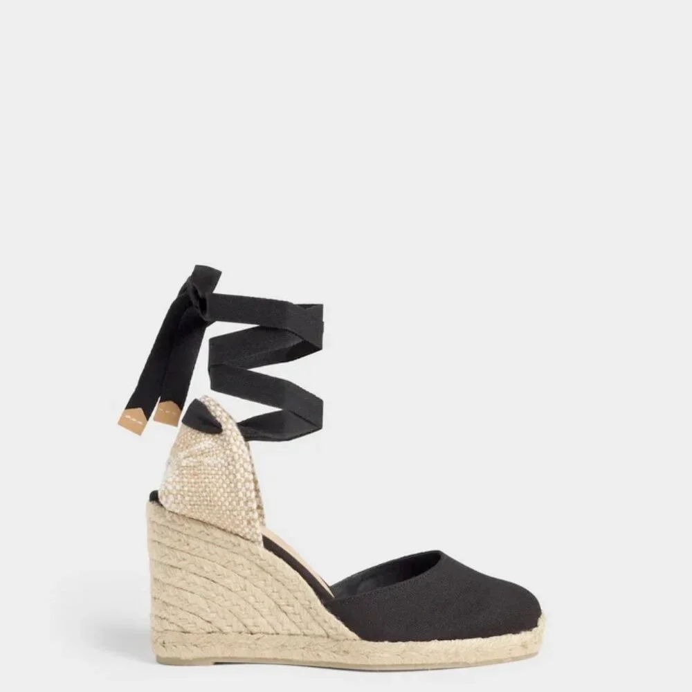 Castaner Carina Espadrille Wedges - Black - 38 - New with Box